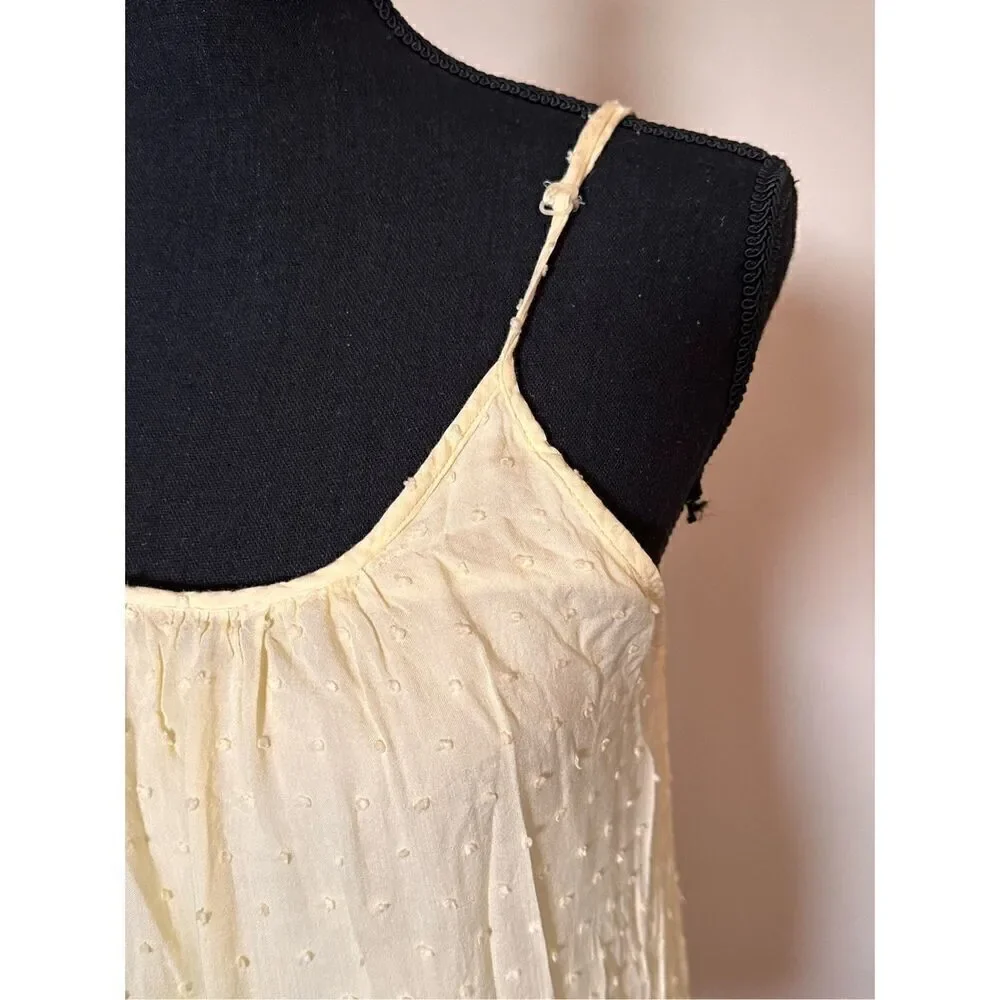 Dani Collection Spaghetti Strap Fringe Criss Cross Back Pale Yellow Dress Size S